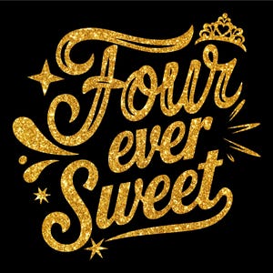 Vier süßer Geburtstag SVG | 4. Geburtstag Mädchen SVG, Viertes Jahr Baby Schnittdatei, Vier Jahre alt Geburtstag PNG, Cricut, Silhouette