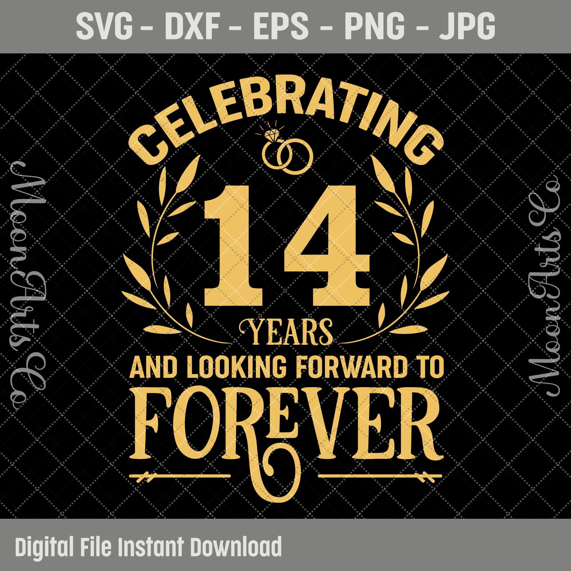 Celebrating 14 Years Wedding Anniversary SVG, 14th Marriage