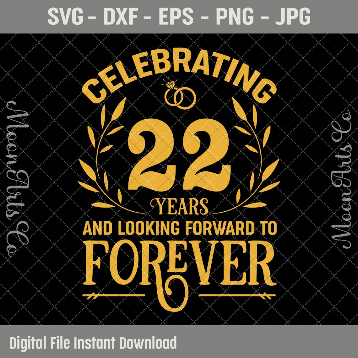 Celebrating 22 Years Wedding Anniversary SVG 22nd Marriage