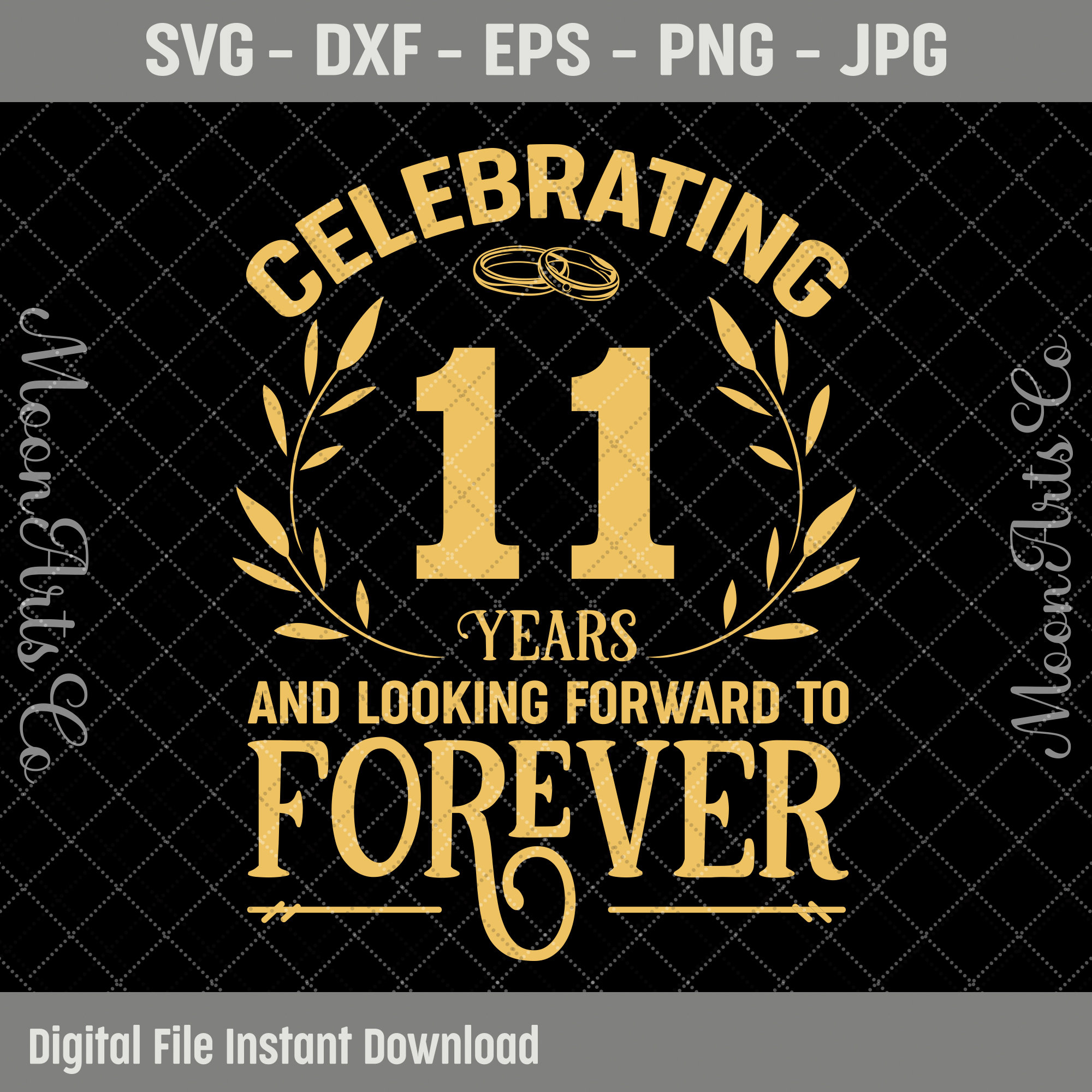 Celebrating 11 Years Wedding Anniversary SVG 11th Marriage Etsy
