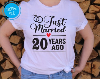 Just Married 20 Years Ago SVG, Twenty Years Together 20 Years of Marriage Anniversary Gift, 20th Wedding Anniversary Gift for Wife