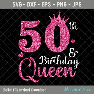 50 y cumpleaños Reina SVG - 50 cumpleaños svg, 50 años de edad cumpleaños svg, cincuenta svg cumpleaños, 50 cumpleaños silueta archivo personalizado