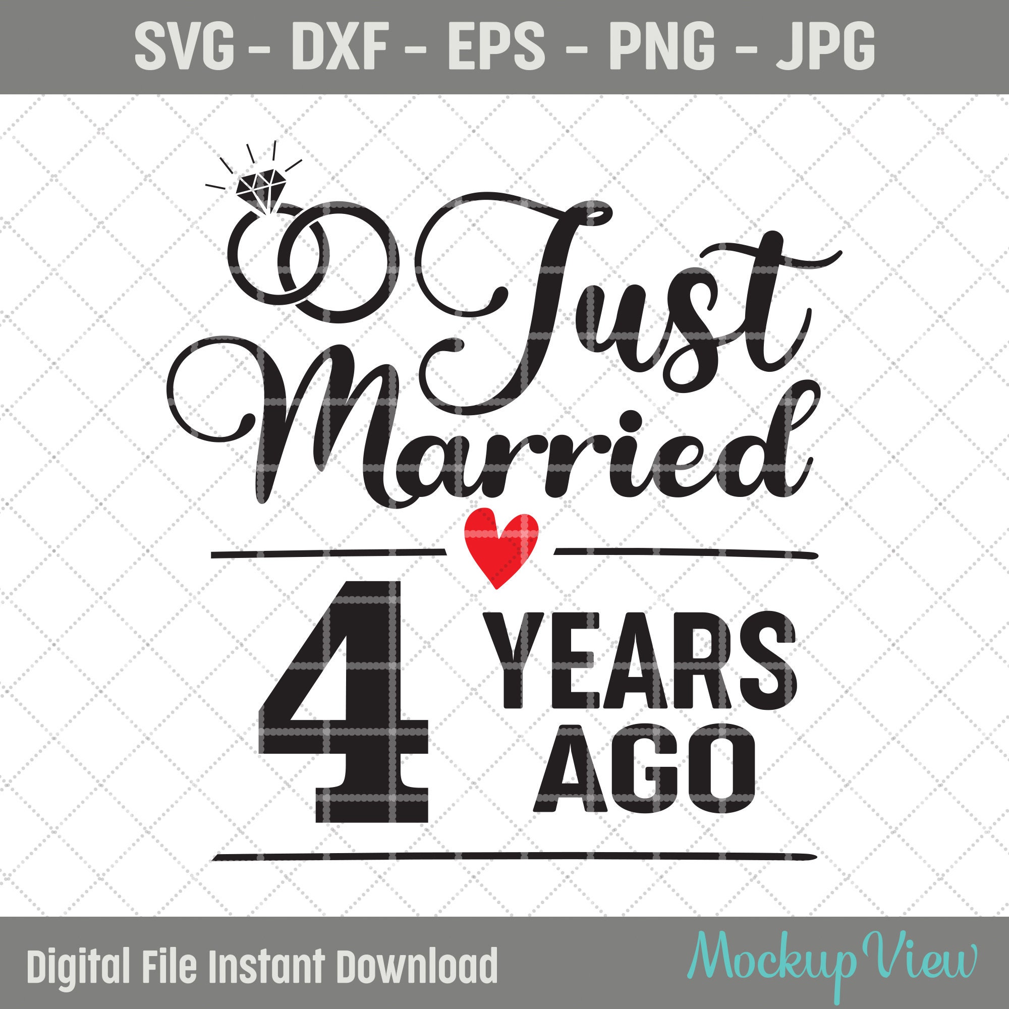 Gerade verheiratet 4 Jahre vor SVG vier Jahre zusammen 4 Etsy