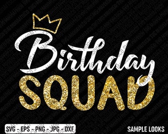 Birthday Squad SVG, Birthday Party svg File, Birthday Cricut Cutting File, Cut File For Silhouette File, Birthday Shirt for Girls SVG