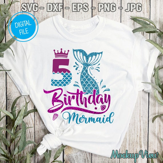 5 Years Old Birthday Mermaid SVG 5th 