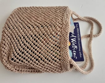 Handmade Knitted Cotton Market Bag Biscuit Beige
