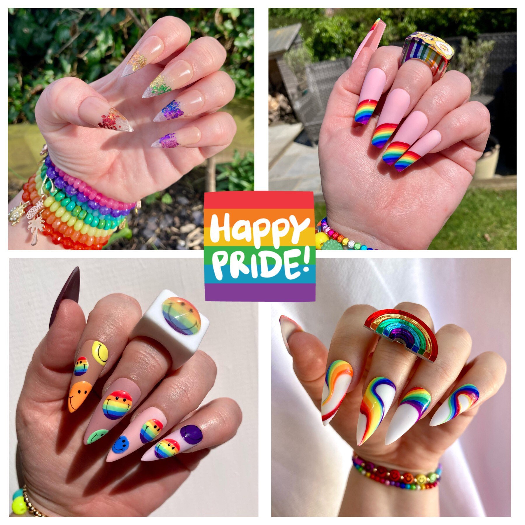 Pride Rainbow Press On Nails False Nails Stick On Nails Etsy