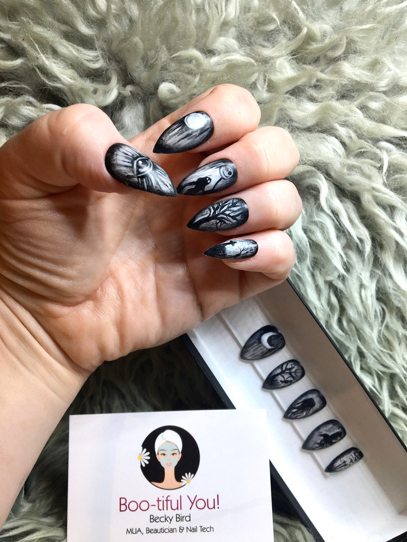 Halloween Spooky Horror Press On Nails Fake Nails Stick Etsy