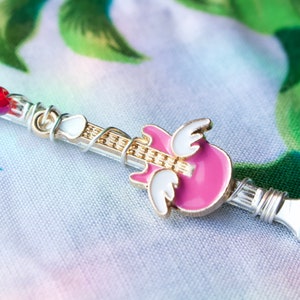 Rocking Pink Guitar spoon pendant jewelry, Pink Guitar mini spoon pendant, Rocking Pink Guitar shovel, Rocker mini spoon, Guitar shovel