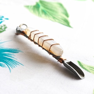 Bold stone spoon pendant, Powerful gemstone mini spoon pendant, Masculine crystal shovel, Durable crystal mini spoon, Crystal mini shovel