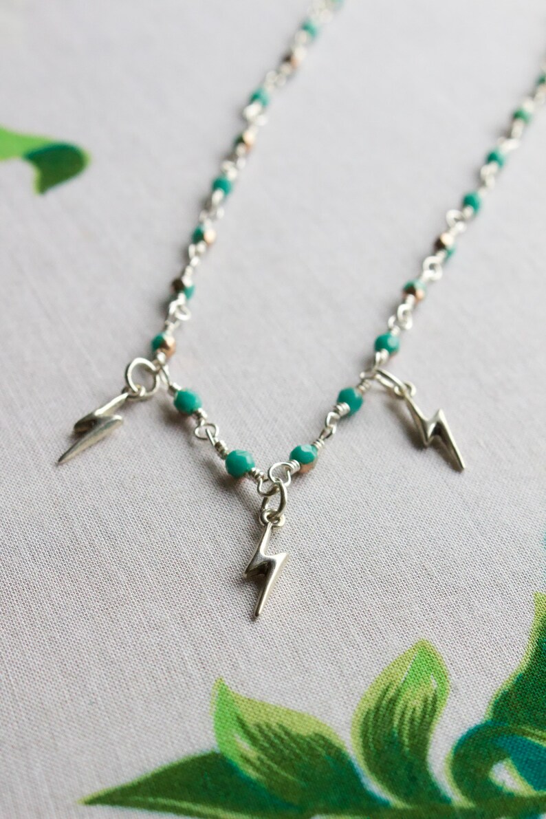 Blue Rosemary Chain Necklace With Silver 22 Gauge Wire and Etsy