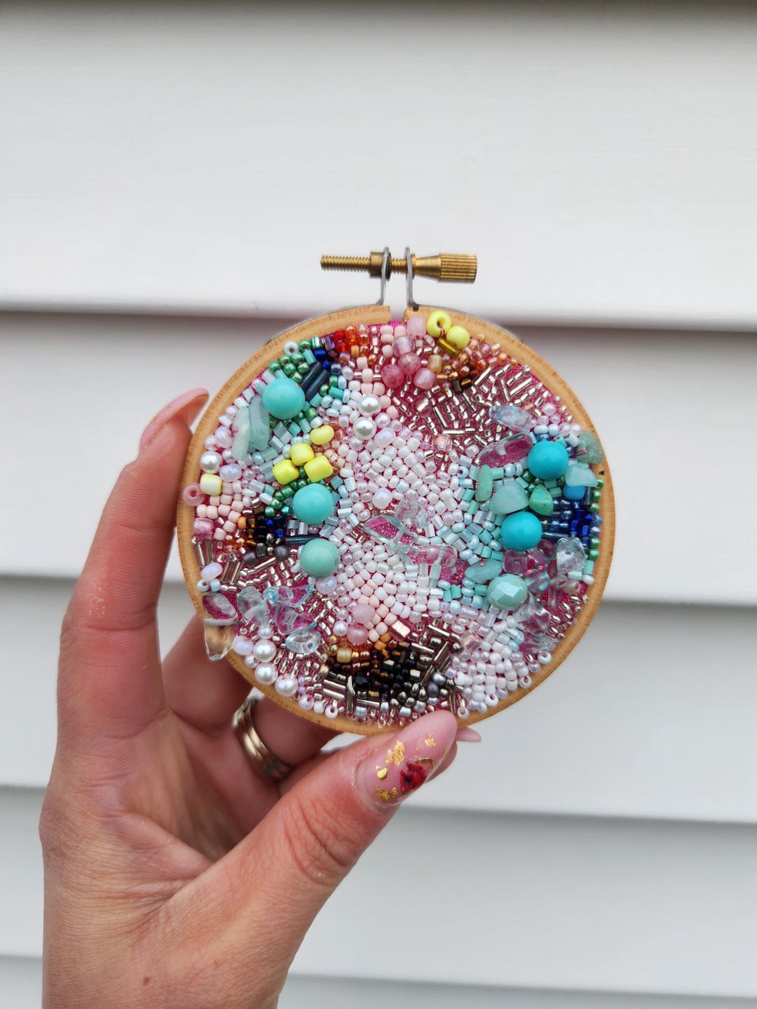 Gradient Beaded Embroidery Art: Original Handmade Hoop Decor - Etsy