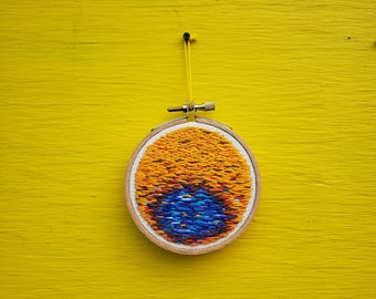 Seeing Blue Handmade Embroidery Hoop Art, 3 Inch