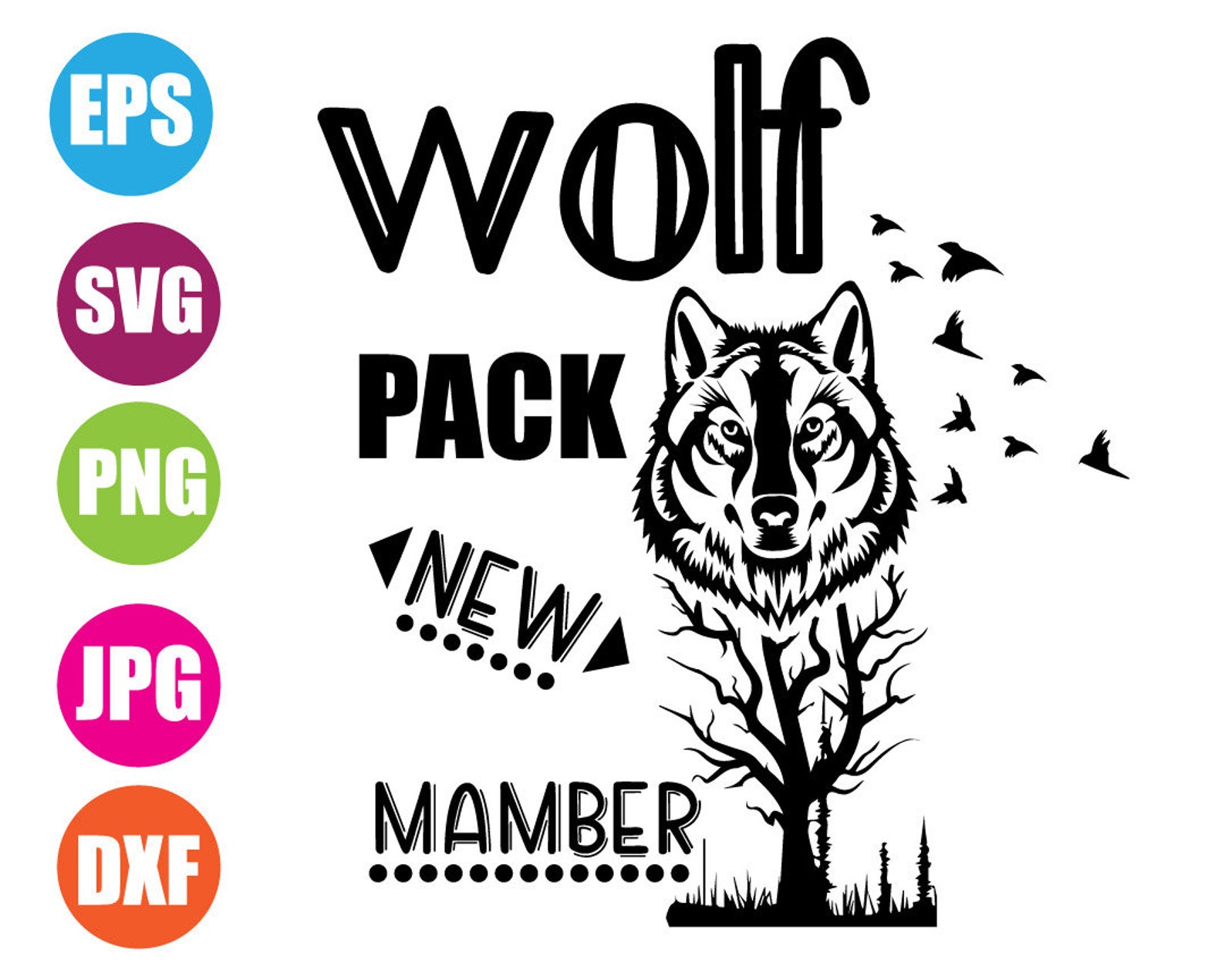 Wolf Svg wolf Pack New Mamber Svg Clipart Digital Clip Art - Etsy UK