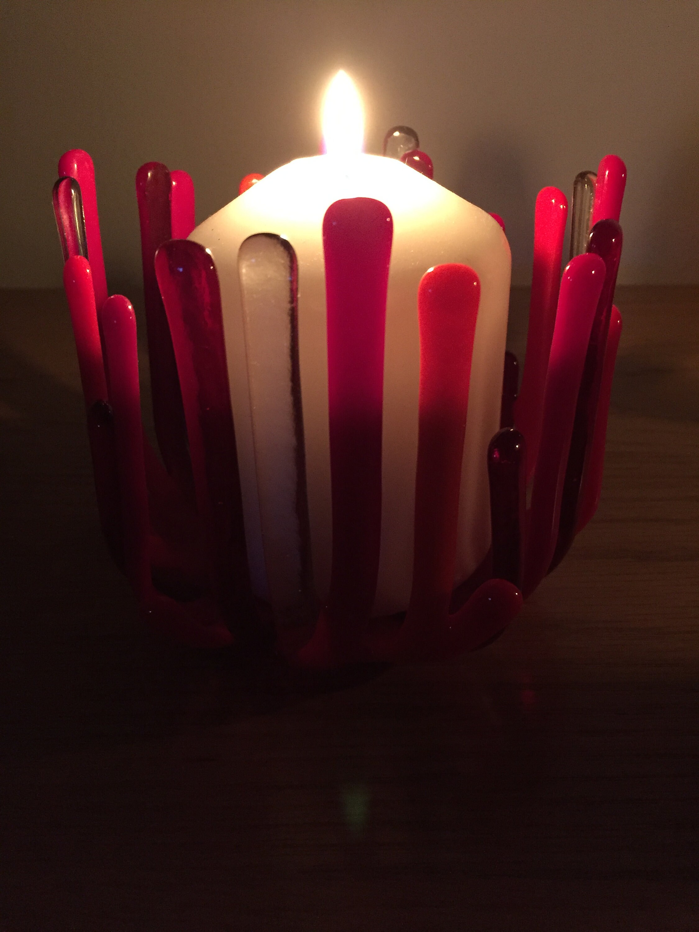 Large Red Fused Glass Candle Holders Handmade Contemporary Etsy