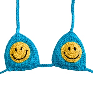 Custom Smiley Face Crochet Bikini Top