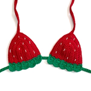 Strawberry Crochet Bikini Top