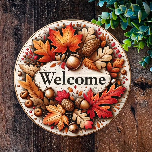 Autumn Welcome Sign, Rustic Wreath Sign, Autumn Wreaths, Door Hanger & Fall Decorations