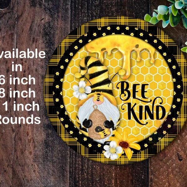 Be Kind sign, Bee wreath sign, Gnome Wreath sign, Spring wreath sign, Summer wreath sign, Door wreath, front door wreath signs