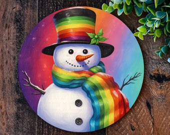 Pride Snowman Sign for Christmas Décor or winter Wreaths,  Wreath Sign, Christmas wreath signs, Xmas Decorations