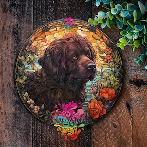 Newfoundland Dog Gifts, Metal dog sign, Pet Memorial plaque, Dog Wreath signs