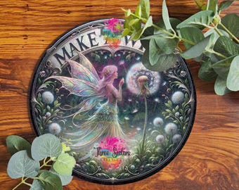 Letrero de diente de león para jardín de hadas, placa para pedir un deseo, regalo de hadas