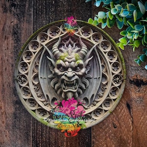 Gargoyle Sign Gargoyle Garden sign outdoor Ornament, Metal Wall Art, Garden Décor, Gardener gift, Outdoor Decoration