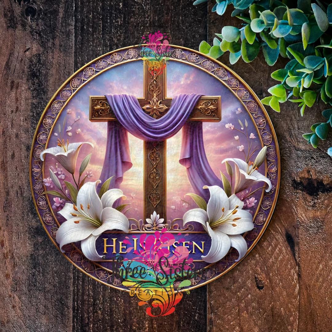 He Ix Risen Sign He is Risen Easter Sign: Aluminum Cross Wreath Attachment - Etsy Israel