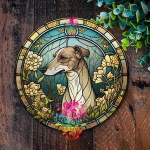 Greyhound Sign, Italian Greyhound Stained Glass Plaque, Dog Memorial Metal Sign, Pet Loss Gift, Garden Wall Art
