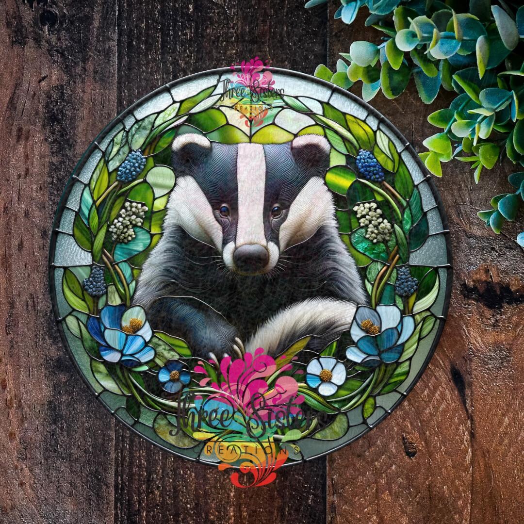 Badger Metal Sign, Faux Stained Glass Wildlife Garden Plaque - Etsy