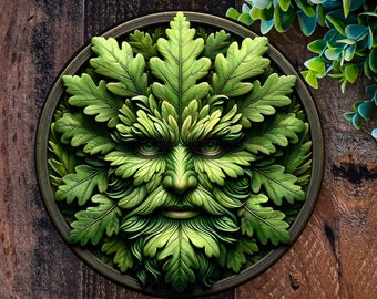 Green Man Metal Sign, Garden Ornaments, Green Man Plaque, Outdoor Metal Wall Art, Garden Decor, Guardian, Outdoor Indoor Home Decoration