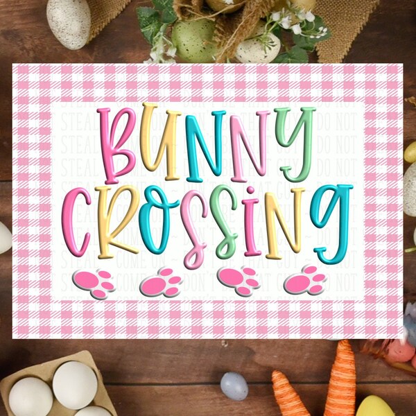 Bunny Crossing Sign, Easter wreath sign, Easter Bunny Sign, Easter Wreath, Metal wreath sign, UK wreath signs, Easter door wreath