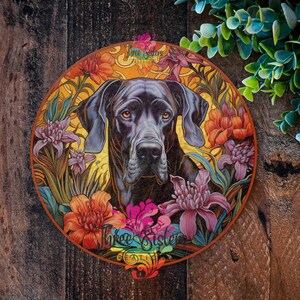 Great Dane Dog Gifts, Metal dog sign, Pet Memorial plaque, Dog Wreath signs