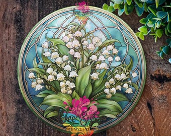 Lily of the Valley Metal Sign: Faux Stained Glass Garden Decor - Etsy