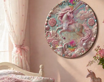 Unicorn Bedroom Sign, Girls Room Wall Plaque, Pastel Rainbow Decor, Magical Unicorn Wall Art, Kids Bedroom Gift