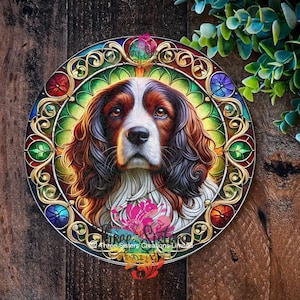 Springer Spaniel Metal Sign: Dog Memorial Plaque, Wreath Accent