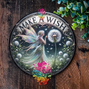 Plaque de fée pissenlit, faire un vœu, décorations de jardin enchanté, plaque de fée