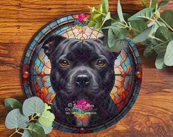 Plaque Humour "Attention Au Chien" En Aluminium - Modèle Staffie "Je Ne Suis Pas Vegan"