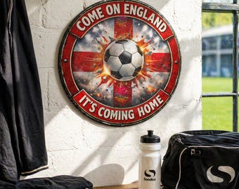 England Football Team Sign, Football Wreath Sign, St George Flag Wall Art, Soccer Garden Plaque