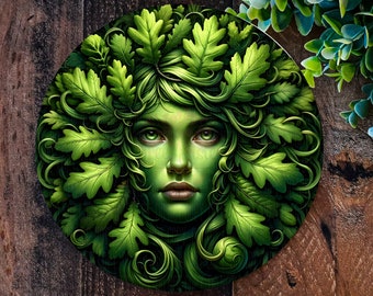 Green woman Metal Sign, Garden Ornaments, Garden Plaque, Outdoor Metal Wall Art, Garden Décor, Guardian, Outdoor Indoor Home Decoration