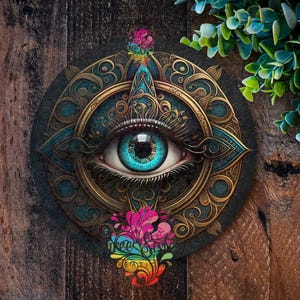 Evil Eye Sign, Talisman, Halloween Wreath sign, Wall Art, Gothic Halloween, Halloween Wreath