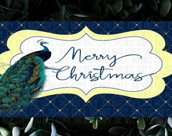 Peacock sign, Christmas Peacock sign, Merry Christmas sign, Wreath sign,  Door Sign, Christmas wreath, Peacock wreath