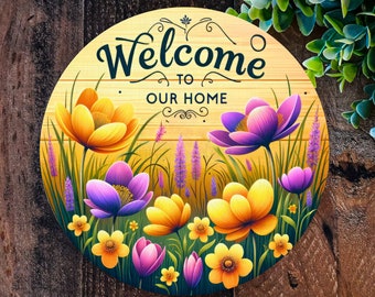 Spring wreath sign, Welcome sign, Welcome wreath sign, Everyday door décor, Spring decorations