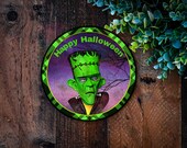 Halloween wreath signs, Frankenstein Halloween wreath sign, Frankenstein Sign, metal sign, , Halloween Decorations, Halloween wreath