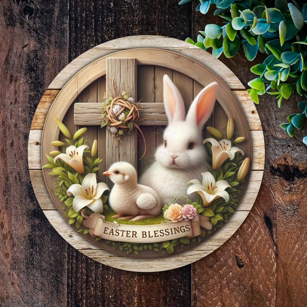 Easter Blessings Sign, Spring Wreath, Happy Easter Sign, Bunny wreath, Easter Decorations, Front door décor, wreath supplies