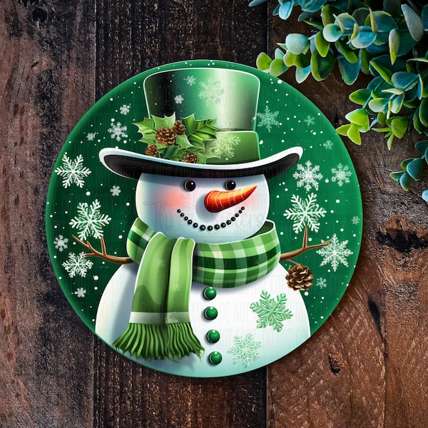 Emerald Green Snowman Sign for Christmas Décor or Wreaths,  Wreath Sign, Christmas wreath signs, Xmas Decorations, Christmas Wreath