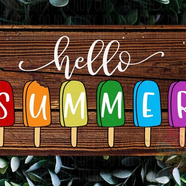 Hello Summer sign, Summer Wreath sign, Ice cream sign, UK wreath sign, Summer wreath, Welcome wreath sign, Door wreath sign