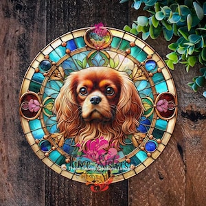 Cavalier King Charles Schild, Spaniel Hund Geschenke, Metallhundeschild, Haustier-Gedenktafel, Hundekranzschilder
