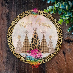 Christmas Leopard print Christmas wreath sign Christmas Tree wreath sign Christmas wreath wreath signs UK wreath sign