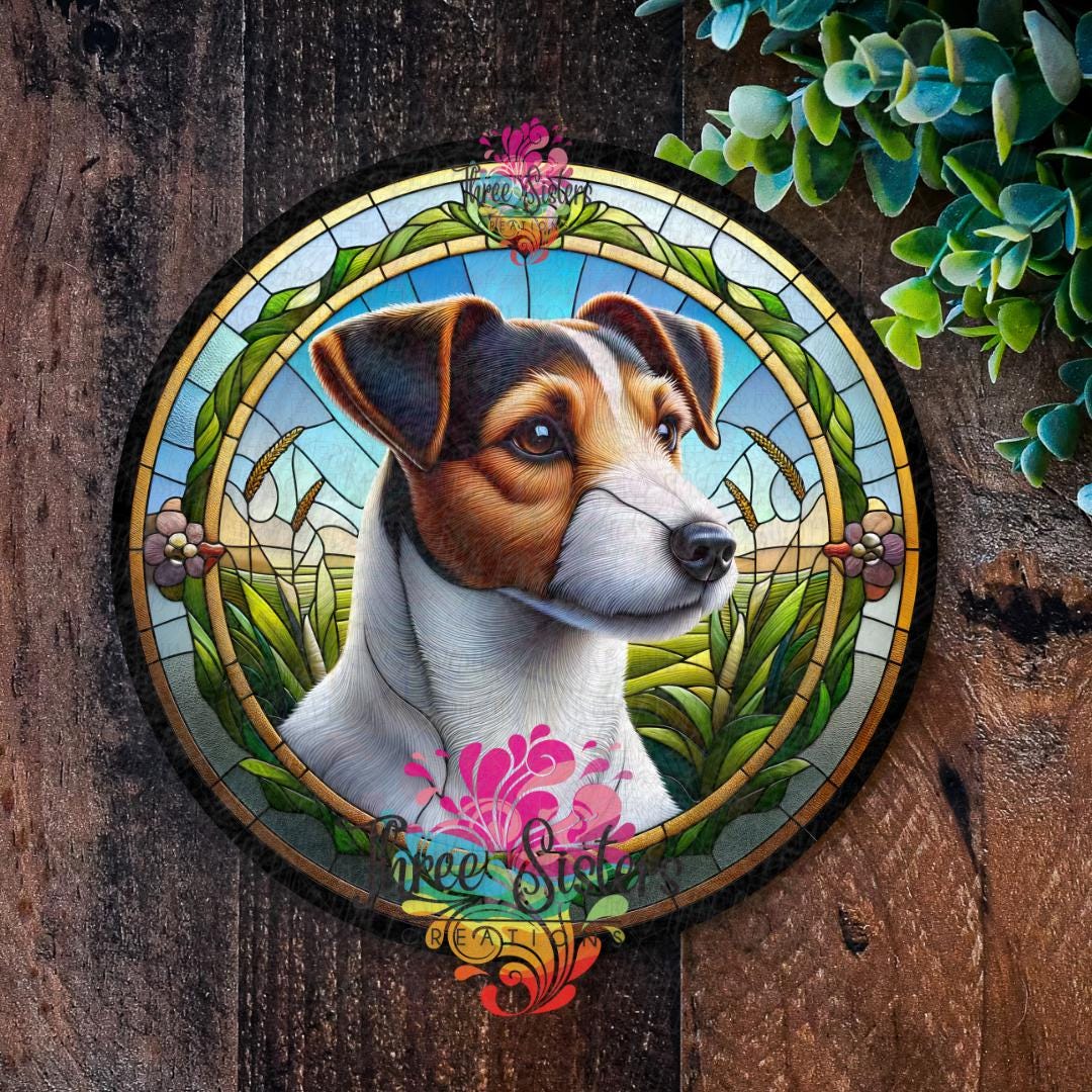 Jack Russell Terrier Metal Sign, Faux Stained Glass Dog Wall Plaque - Etsy